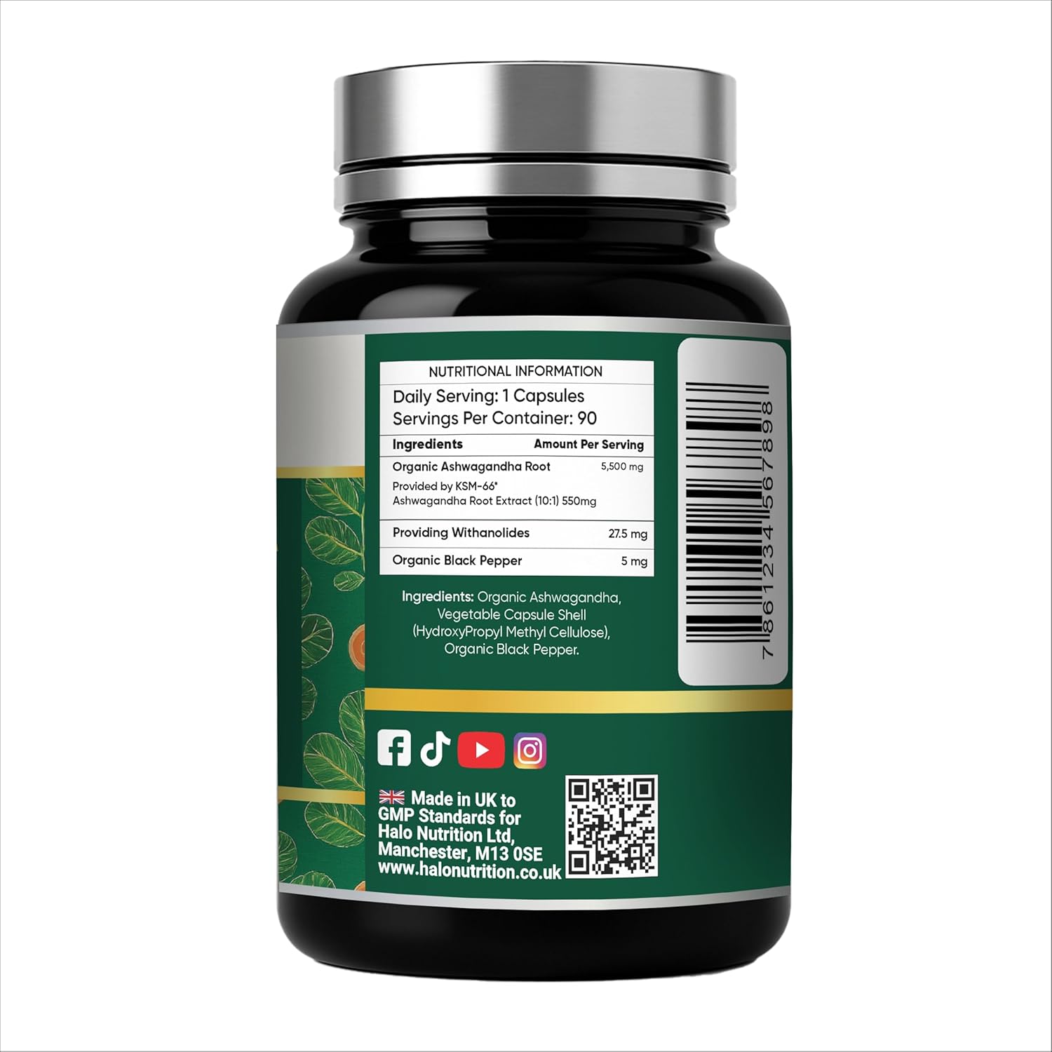 Halo Nutrition Ashwagandha KSM-66® Complex Capsules