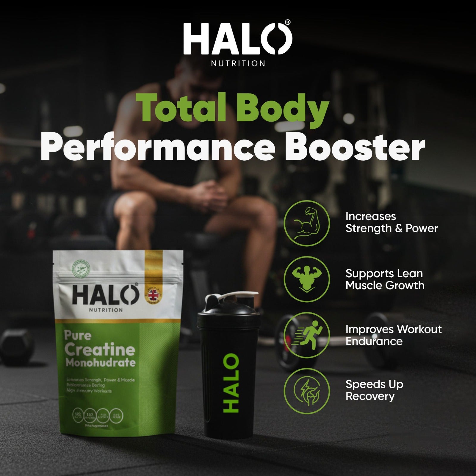 Halo Nutrition Creatine Monohydrate Powder 50 + Servings 100% Pure